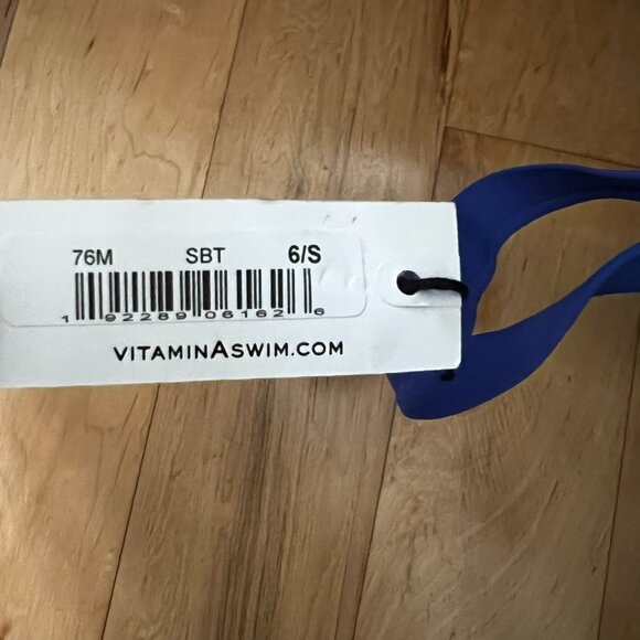 Vitamin A Swim Blue Leah Rib Low Back High Leg Bodysuit Cheeky Swimsuit 6 Small - Picture 9 of 9